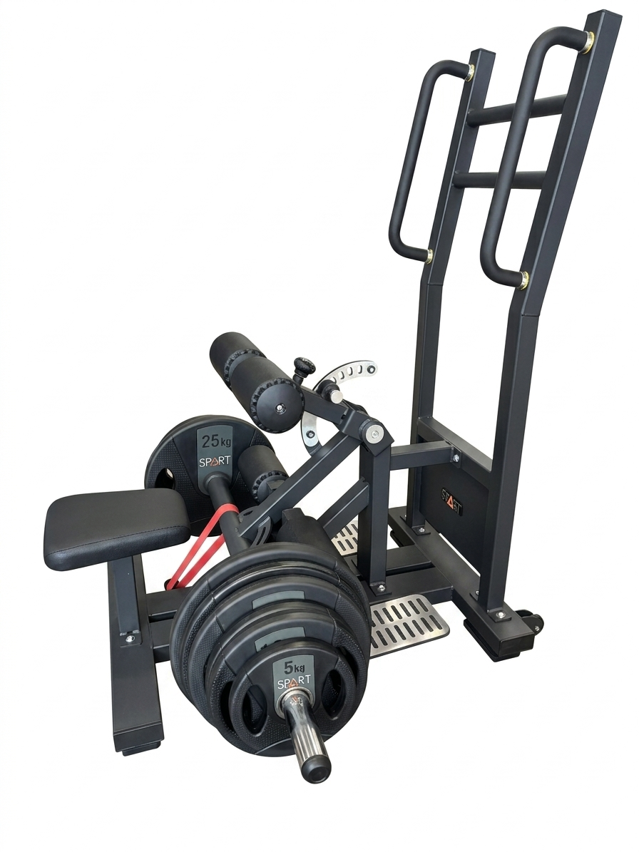 Standing-Hip-Thrust-Plate-Loaded-PB0216-Spart-Fitness Standing Hip Thrust Plate Loaded PB0216 con rulli regolabili e maniglie lunghe